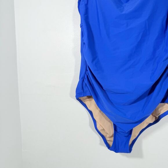 J. Crew Royal Blue Strapless or Halter Open Back One Piece Swim Medium H5398 - Picture 2 of 11